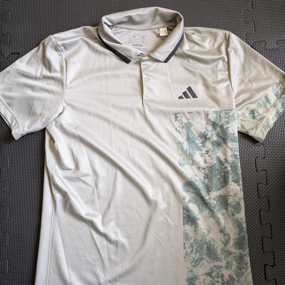 Adidas Men's White and Gray Polo Shirt